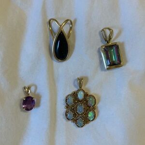 Vintage stone drops for slide onto a necklace.  Necklace not included.